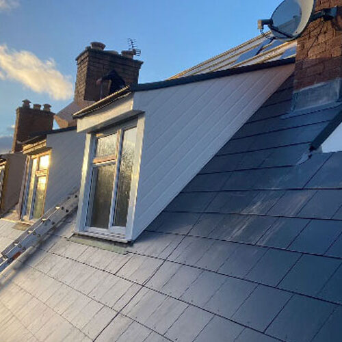 Fibre cement slate roof