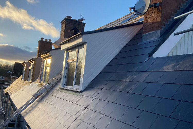 Fibre cement slate roof